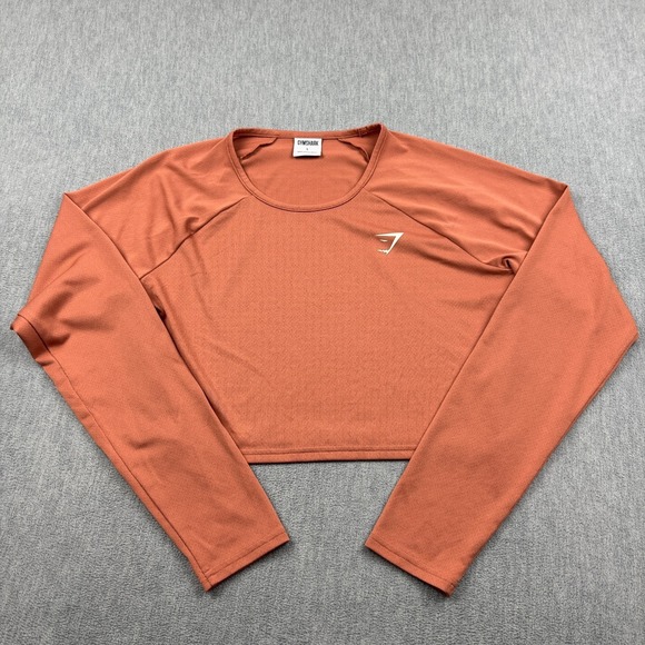 Gymshark Tops - Gymshark Crop Top Womens Large Orange Training Long Sleeve Workout Gym Athletic